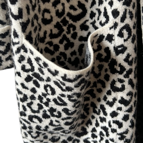 Cynthia Rowley Cardigan Black White Animal Print Open Front Shawl Collar Size 3X - Picture 3 of 11
